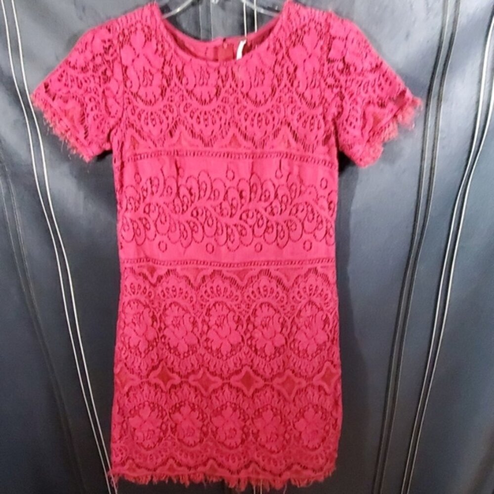 Free People fuchsia lace dress